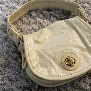 Marc Jacobs cream off white shiny handbag turnlock
